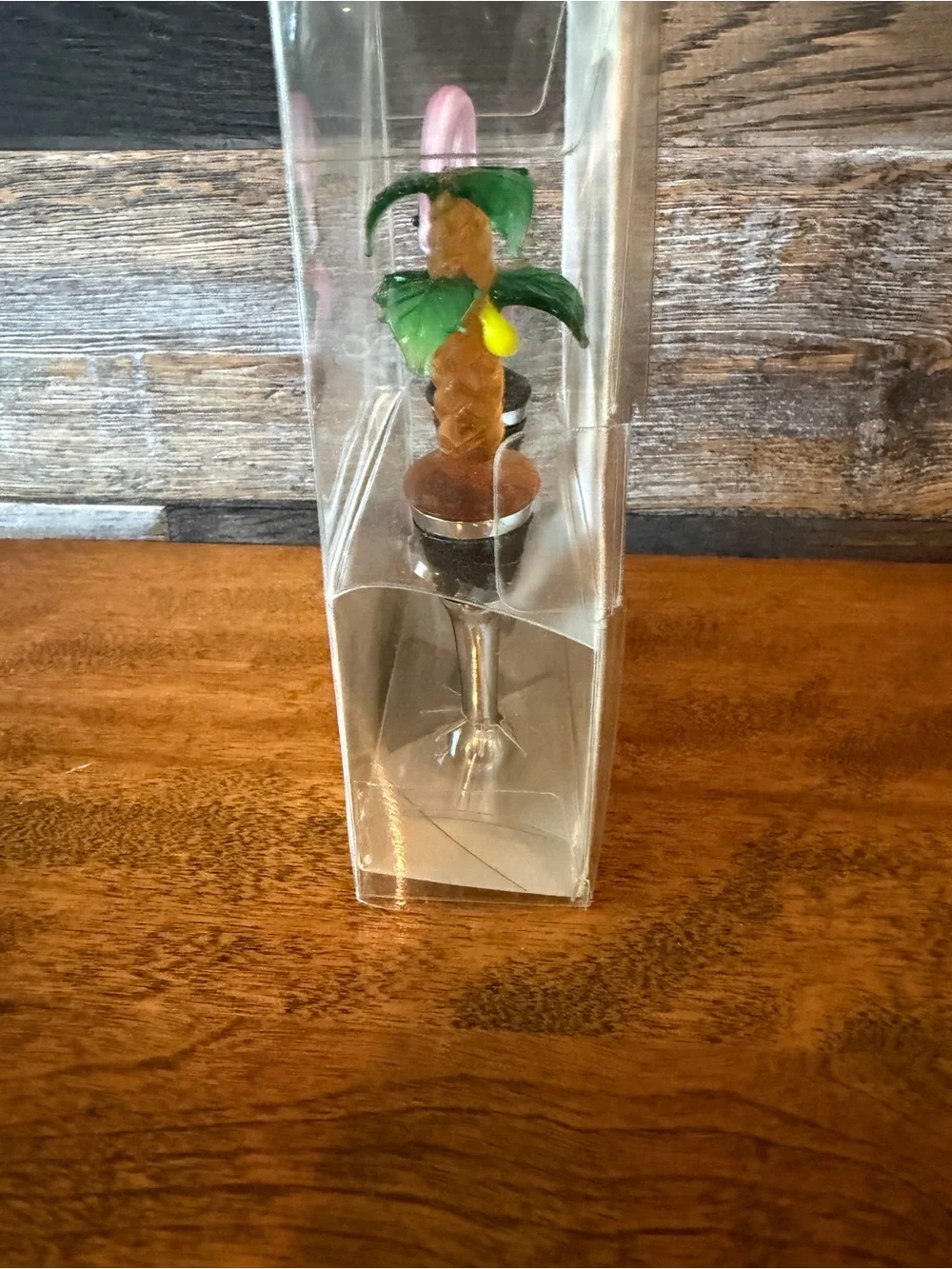 Art Glass Flamingo and Palm Tree Wine Bottle Stoppers